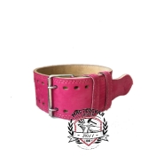 Пояс для пауэрлифтинга с пряжкой трехслойный (розовый)